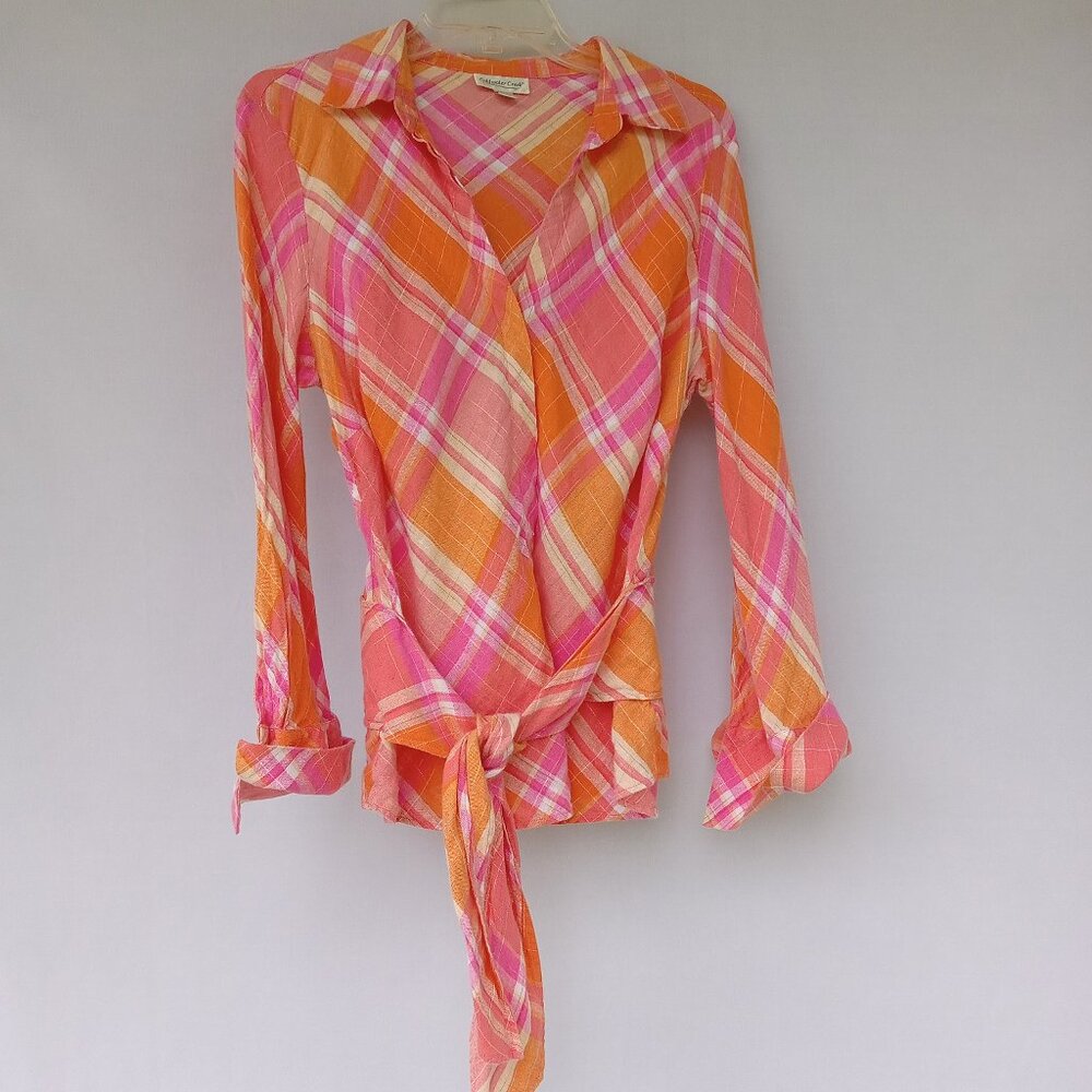 Coldwater Creek Linen Rayon Button Up Resortwear Yacht Coastal Grandma‎ Size L
